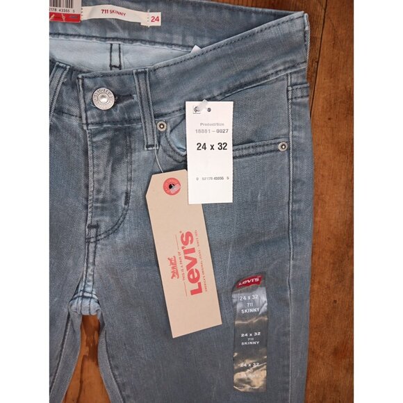 Levis 711 Skinny Jeans Womens 24 Gray Denim Stretch Medium Wash Mid Rise NWT $54 - Picture 4 of 8